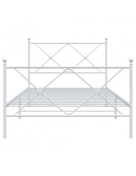 Giroletto con Testiera e Pediera Metallo Bianco 100x190 cm