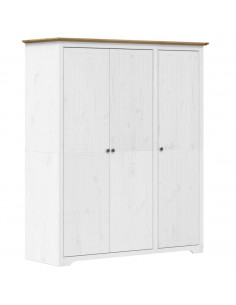 Armadio BODO 151,5x52x176,5 cm Massello Pino Bianco e Marrone 2
