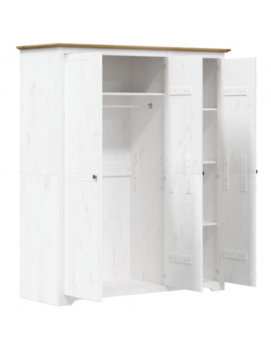 Armadio BODO 151,5x52x176,5 cm Massello Pino Bianco e Marrone