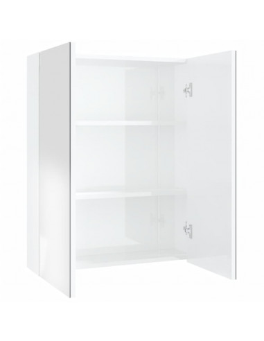 Armadietto a Specchio per Bagno 60x15x75 cm MDF Bianco Lucido