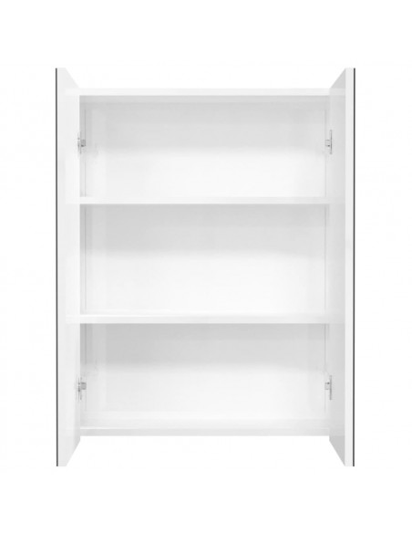 Armadietto a Specchio per Bagno 60x15x75 cm MDF Bianco Lucido