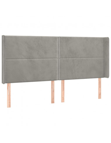 Testiera ad Orecchio Grigio Chiaro 203x16x118/128 cm in Velluto