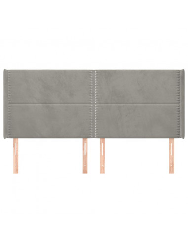 Testiera ad Orecchio Grigio Chiaro 203x16x118/128 cm in Velluto