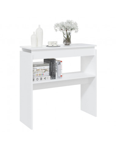 Tavolino Consolle Bianco 80x30x80 cm in Legno Multistrato