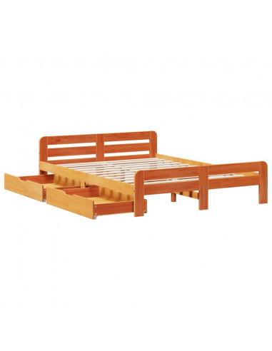 Letto senza Materasso Marrone Cera 150x200 cm in Legno di Pino