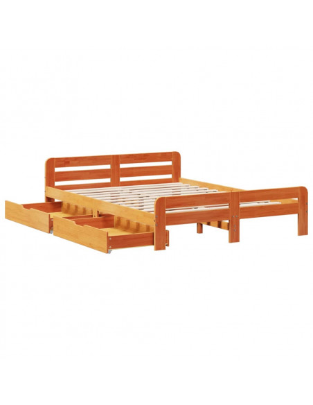 Letto senza Materasso Marrone Cera 150x200 cm in Legno di Pino