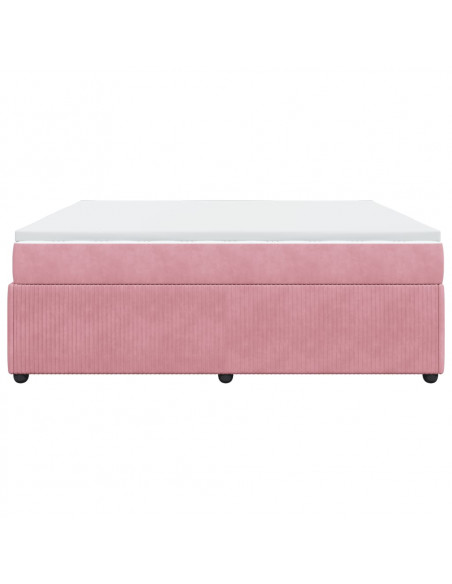 Giroletto a Molle con Materasso Rosa 200x200 cm in Velluto