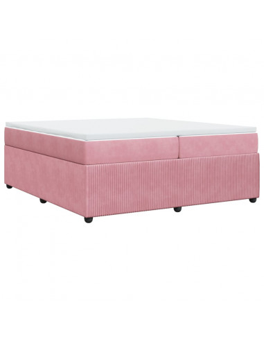 Giroletto a Molle con Materasso Rosa 200x200 cm in Velluto