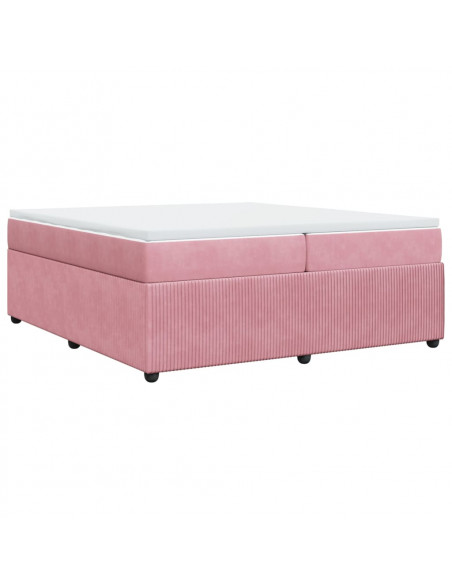 Giroletto a Molle con Materasso Rosa 200x200 cm in Velluto