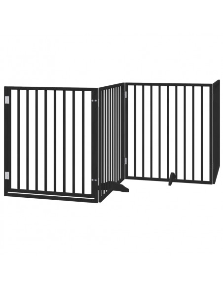 Cancello Cani Porta Pieghevole Nero 8 Pannelli 640 cm Pioppo