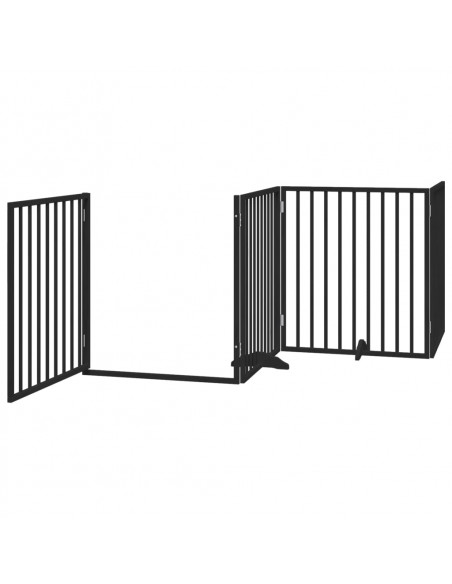 Cancello Cani Porta Pieghevole Nero 8 Pannelli 640 cm Pioppo