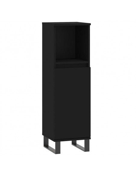 Set Mobili da Bagno 3 pz Nero in Legno Multistrato