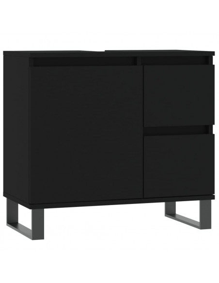 Set Mobili da Bagno 3 pz Nero in Legno Multistrato
