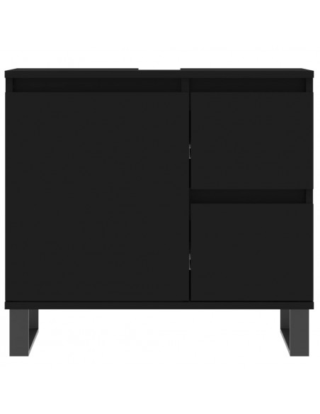 Set Mobili da Bagno 3 pz Nero in Legno Multistrato