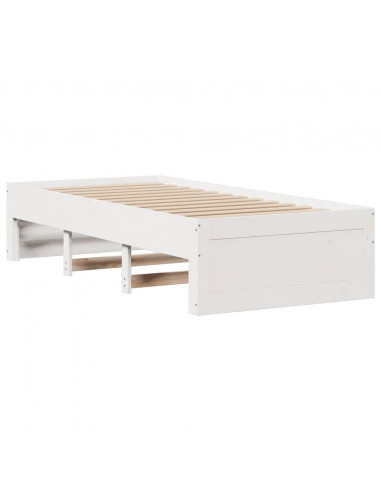 Letto Libreria senza Materasso Bianco 90x190 cm Massello Pino