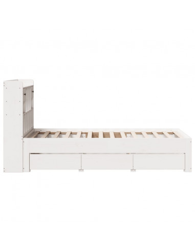 Letto Libreria senza Materasso Bianco 90x190 cm Massello Pino