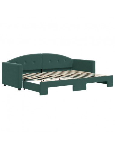 Divano Letto con Letto Estraibile Verde Scuro 80x200cm Velluto