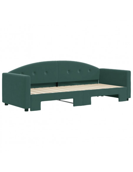 Divano Letto con Letto Estraibile Verde Scuro 80x200cm Velluto