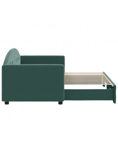 Divano Letto con Letto Estraibile Verde Scuro 80x200cm Velluto