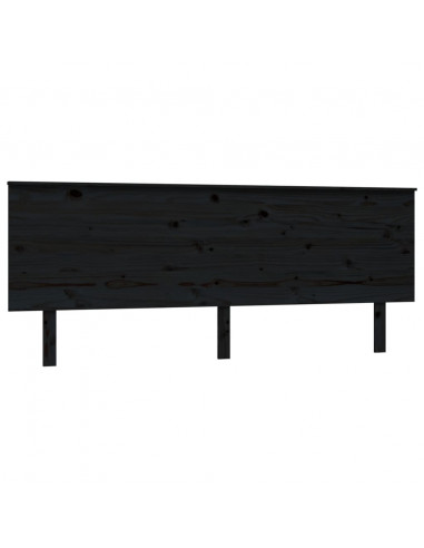Testiera per Letto Nera 204x6x82,5 cm in Legno Massello di Pino