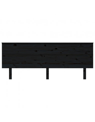 Testiera per Letto Nera 204x6x82,5 cm in Legno Massello di Pino