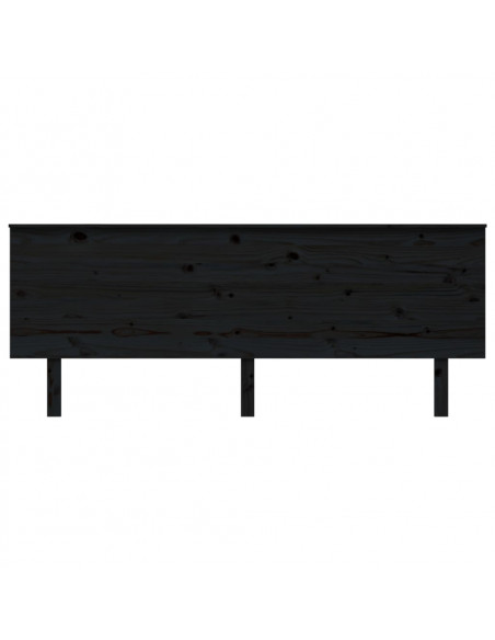 Testiera per Letto Nera 204x6x82,5 cm in Legno Massello di Pino