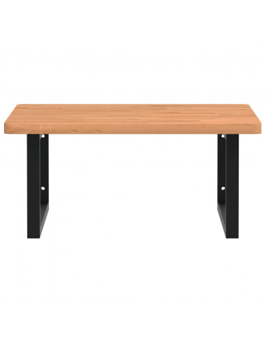 Ripiano a Parete per Lavabo in Acciaio e Massello di Faggio