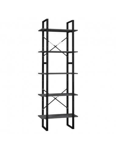 Libreria a 5 Ripiani Grigia 60x30x175 cm in Legno di Pino