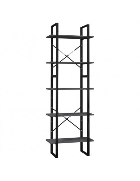 Libreria a 5 Ripiani Grigia 60x30x175 cm in Legno di Pino