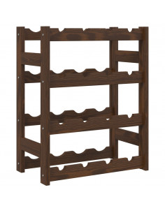 Portabottiglie per 16 Bottiglie Marrone Legno Massello di Pino 2
