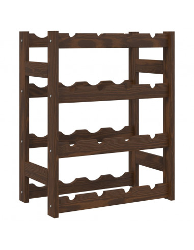 Portabottiglie per 16 Bottiglie Marrone Legno Massello di Pino