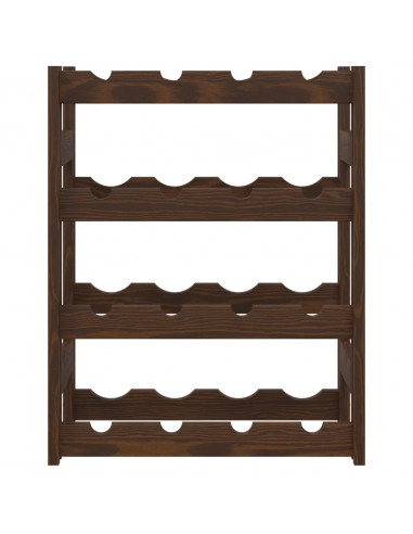 Portabottiglie per 16 Bottiglie Marrone Legno Massello di Pino