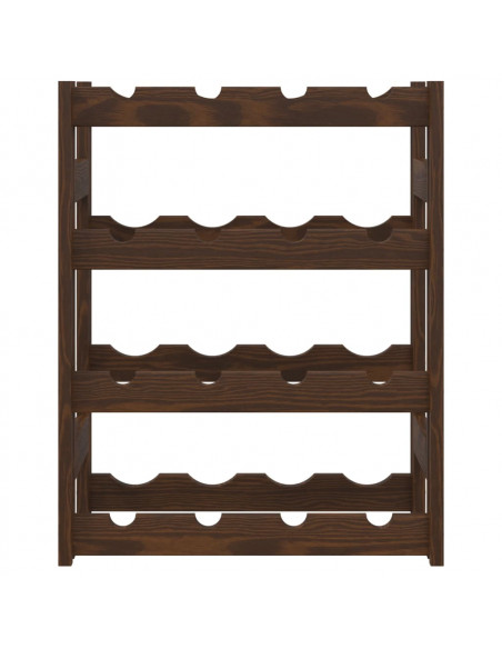 Portabottiglie per 16 Bottiglie Marrone Legno Massello di Pino