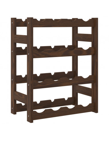 Portabottiglie per 16 Bottiglie Marrone Legno Massello di Pino