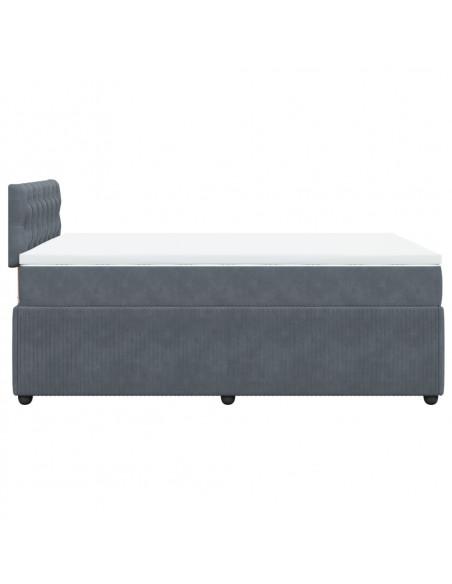 Giroletto a Molle con Materasso Grigio Scuro 120x190 cm Velluto