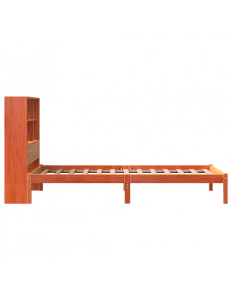 Letto Libreria senza Materasso Marrone Cera 90x200 cm in Pino