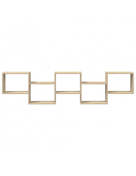 Mensola a Cubo da Parete 5 Scomparti Truciolato Rovere Sonoma