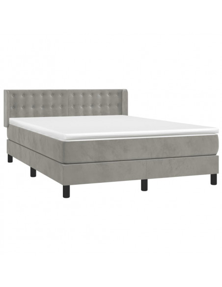 Giroletto a Molle con Materasso Grigio Chiaro 140x190cm Velluto