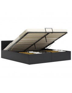 Giroletto con Contenitore Idraulico Nero Similpelle 160x200 cm 2