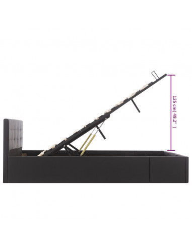 Giroletto con Contenitore Idraulico Nero Similpelle 160x200 cm