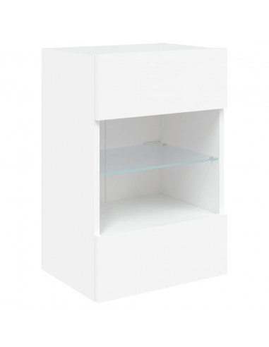 Mobili TV a Parete con Luci LED 2pz Bianchi 40x30x60,5 cm