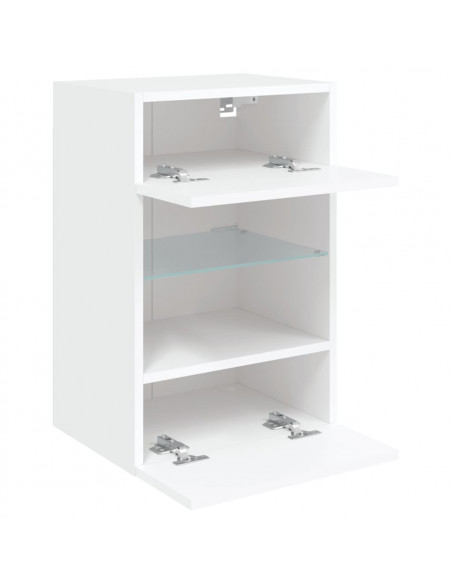 Mobili TV a Parete con Luci LED 2pz Bianchi 40x30x60,5 cm
