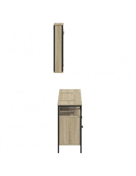 Set Mobili da Bagno 3 pz Rovere Sonoma in Legno Multistrato