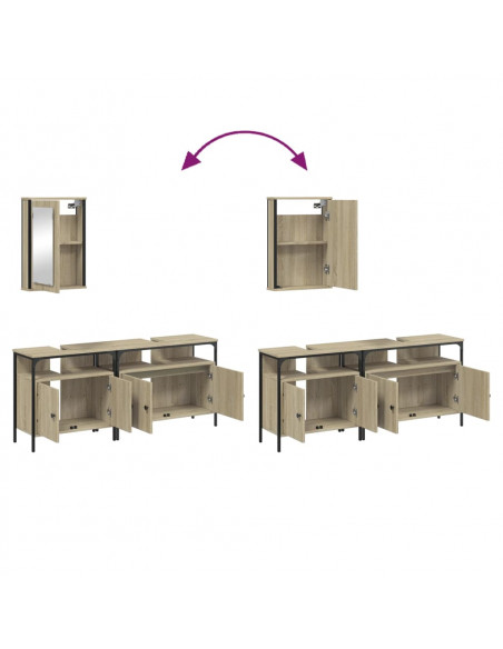Set Mobili da Bagno 3 pz Rovere Sonoma in Legno Multistrato