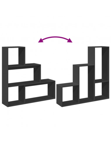 Libreria Divisorio 3 Ripiani Nera 123x29x123 cm in Truciolato