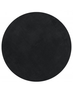 Tappeto a Pelo Corto HUARTE Morbido e Lavabile Nero Ø 100 cm 2