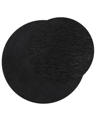 Tappeto a Pelo Corto HUARTE Morbido e Lavabile Nero Ø 100 cm