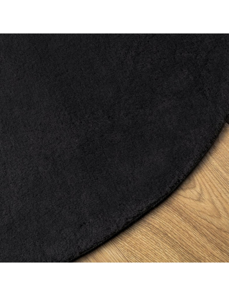 Tappeto a Pelo Corto HUARTE Morbido e Lavabile Nero Ø 100 cm