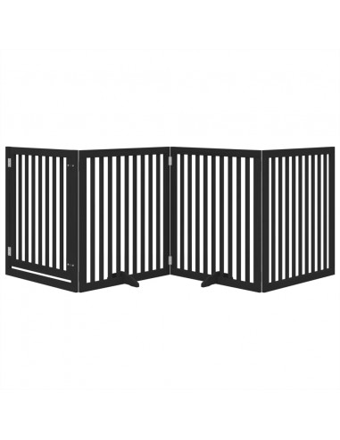 Cancello per Cani Porta Pieghevole Nero 4 Pannelli 320cm Pioppo
