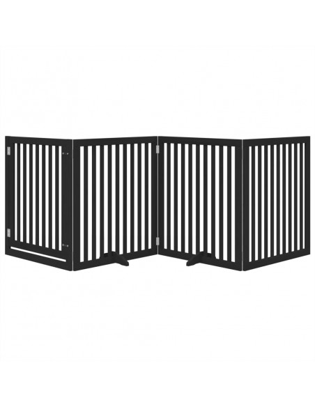 Cancello per Cani Porta Pieghevole Nero 4 Pannelli 320cm Pioppo